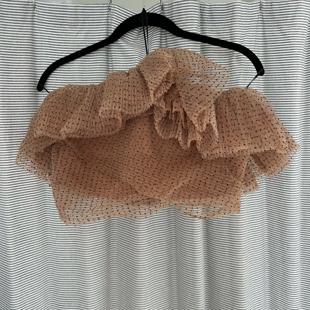 Tulle Tan Ruffled Women's Top